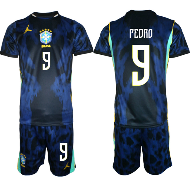 Men's Brazil national football team #9 João Pedro Navy 2026 Away Soccer Jersey Suit